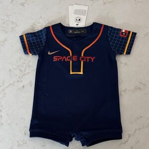 NWT Nike Space City Houston Astros Baseball Baby 3/6 Navy Romper Jersey